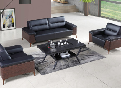 Design Sofagarnitur 3+1+1 Sitzer Leder Couch Polster Sofas Büroeinrichtung Neu